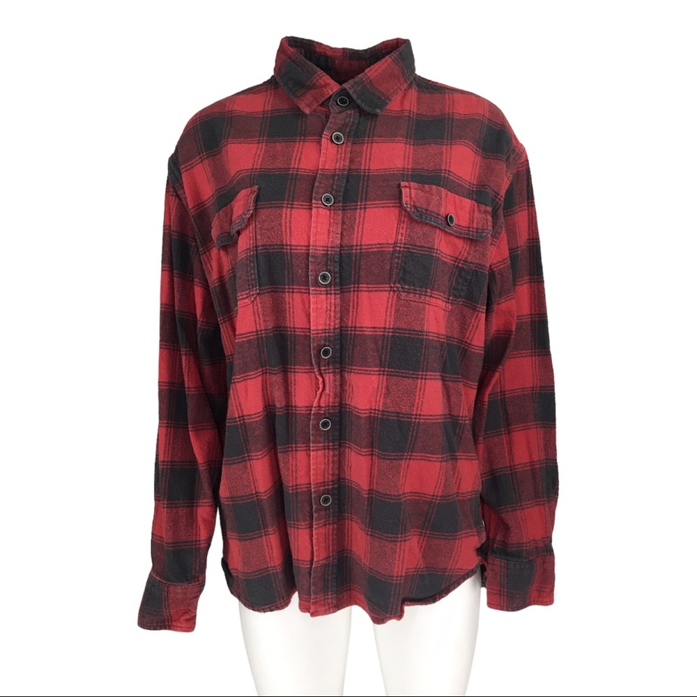 JACHS Heavy Flannel Red and Black Flannel Mens Size XL